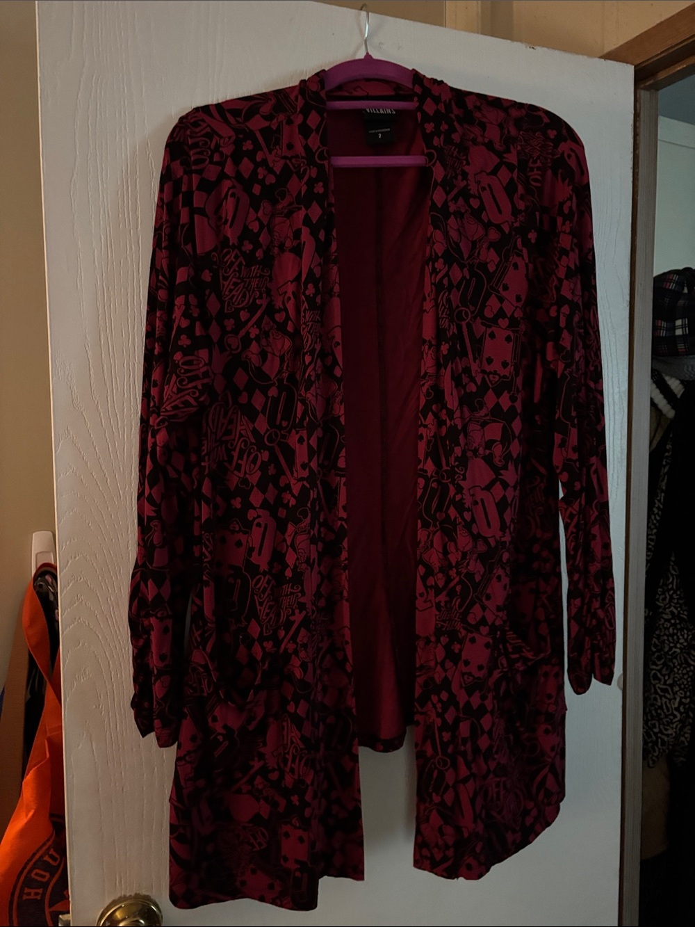 torrid Burgundy and Black Open-Front Patterned Cardigan